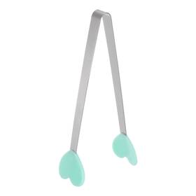 Zaplyte 634149542413 Food Tongs 13.5cm Heart Shape Stainless Steel With Silicon Tips Light Green