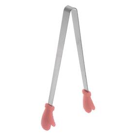 Zaplyte 634149542437 Mini Food Tongs 14cm Gloves Shape Stainless Steel With Silicon Tips Coral Pink