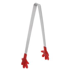 Zaplyte 634149542512 Food Tongs 14.4cm Hand Shape Stainless Steel With Silicon Tips Red