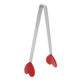Zaplyte 634149542536 Food Tongs 13.5cm Heart Shape Stainless Steel With Silicon Tips Red
