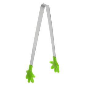 Zaplyte 634149542543 Food Tongs 14.4cm Hand Shape Stainless Steel With Silicon Tips Green