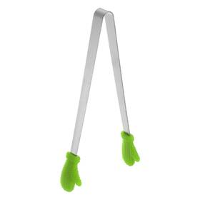 Zaplyte 634149542550 Food Tongs 14cm Gloves Shape Stainless Steel With Silicon Tips Green