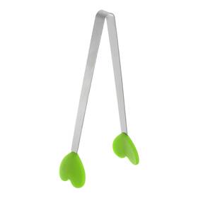 Zaplyte 634149542567 Mini Food Tongs 13.5cm Heart Shape Stainless Steel With Silicon Tips Green