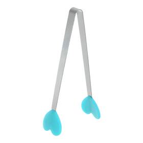 Zaplyte 634149542598 Food Tongs 13.5cm Heart Shape Stainless Steel With Silicon Tips Light Blue