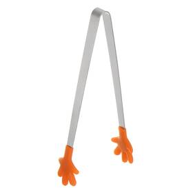Zaplyte 634149542604 Mini Food Tongs 14.4cm Hand Shape Stainless Steel With Silicon Tips Orange