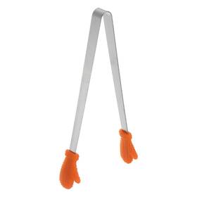 Zaplyte 634149542611 Mini Food Tongs 14cm Gloves Shape Stainless Steel With Silicon Tips Orange
