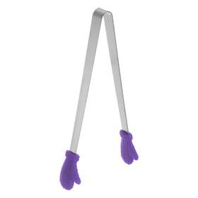Zaplyte 634149542673 Food Tongs 14cm Gloves Shape Stainless Steel With Silicon Tips Purple