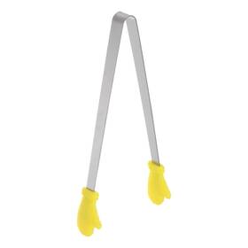 Zaplyte 634149542703 Food Tongs 14cm Gloves Shape Stainless Steel With Silicon Tips Yellow