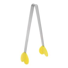 Zaplyte 634149542710 Mini Food Tongs 13.5cm Heart Shape Stainless Steel With Silicon Tips Yellow