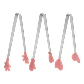 Zaplyte 634149542741 Mini Food Tongs 14cm Pattern Shape Stainless Steel With Silicon Tips Coral Pink