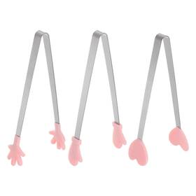 Zaplyte 634149542765 Food Tongs 14cm Pattern Shape Stainless Steel With Silicon Tips Pink