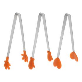Zaplyte 634149542802 Mini Food Tongs 14cm Pattern Shape Stainless Steel With Silicon Tips Orange