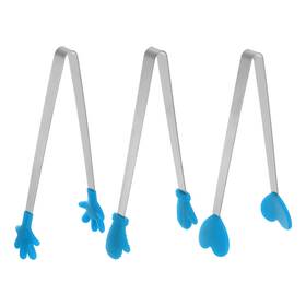 Zaplyte 634149542819 Food Tongs 14cm Pattern Shape Stainless Steel With Silicon Tips Blue