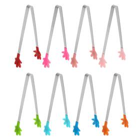 Zaplyte 634149542901 8pcs Mini Food Tongs 14.4cm Hand Shape Stainless Steel With Silicon Tips