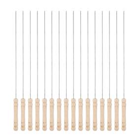 Zaplyte 639664176198 16pcs Kebob Skewers 34cmx1.6mm Round Sticks With Wood Grip Handle