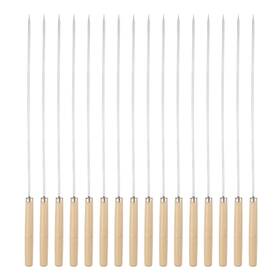 Zaplyte 639664176600 16pcs Kebob Skewers 33cmx3.3mmx0.8mm Flat Sticks With Wood Grip Handle
