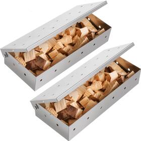 Ziopetru 768399966061 2 Pack Stainless Steel Smoker Box For Use With Wood Chips To Add Smoky Bbq F