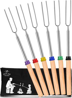 Zulay Kitchen 195702022778 6 Pack Smores Sticks For Fire Pit - Long Marshmallow Roasting Stic