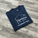 Traeger Grills T-shirt Mens Size Blue Heather I'd Smoke That Pig Bbq Graphic. Fixed Price $12.60.