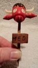 Red Bull Head Meat Pick Thermometer Wooden 4 Doneness Words Made In Japan. Fixed Price $9.99.