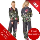 Sexy Silky Mat Satin Black Big Bloom Floral Pjs Pyjamas Set Plus Size 26 28. Fixed Price $25.13.