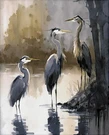 Stupell Industries Lake View Herons Canvas Wall Art By Ray Powers 16" 20". Fixed Price $60.00.