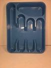 Vintage Bright Blue Plastic Silverware Tray Utensil Drawer Organizer Retro Mcm. Fixed Price $13.95.
