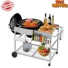Grill Table For Weber 22" & 18" Original Kettle, Stand Cart Jumbo Joe. Fixed Price $157.99.