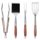 Heavy Duty Stainless Steel Bbq Tools Set 4-PIECE Rosewood Handle Outdoor Grill. Fixed Price $41.99.