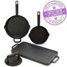 Bobby Flay Greenpan 4-PIECE Pre-seasoned Cast Iron Skillet Set Grill Griddlepres. Fixed Price $42.59.
