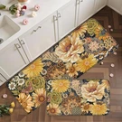 Cushioned Non-slip Boho Floral Kitchen Mats Set, 2-PIECE Waterproof Design. Fixed Price $34.99.