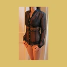 Argentovivo Project Piler Sheer Black Long Sleeved Button Down Top M. Fixed Price $121.01.