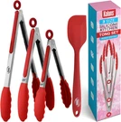 Kitchen Tongs For Cooking Grilling Set Of 4, Bbq With Silicone Tip. Fixed Price $19.85.