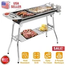 Foldable Bbq Barbecue Charcoal Grill Stainless Steel With Cup Holders And Shelf. Fixed Price $67.65.
