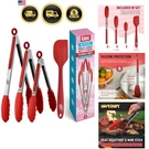 Kitchen Tongs For Cooking Grilling Set Of 4, Bbq With Silicone Ti.... Fixed Price $28.28.