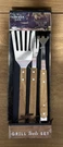New Hammer + Axe 3 Piece Grill Tool Set Stainless & Wood Tongs Spatula Fork. Fixed Price $14.23.