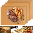 Copper Grill Mats Set Of 6 Heavy Duty Non-stick Bbq & Baking Reusable. Fixed Price $16.09.