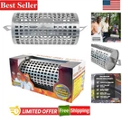Large Stainless Steel Rolling Grill Basket With Snap-close Lid Perfect For Bbq. Fixed Price $54.99.