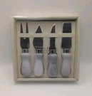 Pier 1 Cheese Knives Set Of 4 Stainless Steel White Marble Handles Box. Fixed Price $19.00.