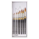 Kingart Original Golden Taklon Of 8 Paint Brush Set, Black/gold/silver. Fixed Price $60.81.