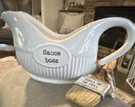 Mud Pie White Ceramic Bbq Sauce Set Boss Glossy Oval Brush Nwt. Fixed Price $25.00.