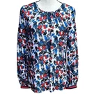 Milly Mandy Floral Print 100% Silk Blouse Top Nwt Women's Size 8 Red Blue. Fixed Price $50.00.