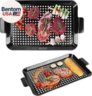 2PCS Topper Pans Bbq Nonstick Barbecue Grilling Baskets Outdoor Stainless. Fixed Price $38.00.