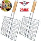 2 Bbq Net Barbecue Grilling Basket Steak Meat Fish Vegetable Holder Tools. Fixed Price $16.89.