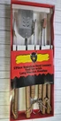 Vintage 5-PIECE Stainless Steel Bbq Grilling Tool Set Long Wooden Handles Taiwan. Fixed Price $19.95.