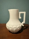 Vintage Handcrafted Macys White Ceramic Pitcher Made Italy Square Handle. Fixed Price $29.95.
