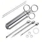 Meat Seasoing Injector Syringe Bbq Smoking Grilling W/ 3 Needles Stainless Steel. Fixed Price $14.72.