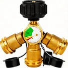 Gaspro 3 Way Propane Splitter With Gauge For 5-20LB Brass Adapter. Fixed Price $28.99.