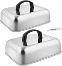 Cheese Melting Dome Set Of 2, Stainless Steel Rectangular 9X7 Inch Basting Steam. Fixed Price $32.93.
