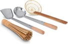 Tools 4 Pcs Set: Ladle, Spatula, Strainer, Bamboo Brush/utensils Traditional Asi. Fixed Price $59.73.